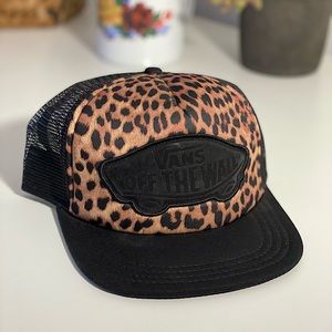 Vans Black & Brown Leopard Animal Print Trucker Hat Adjustable Unisex - New